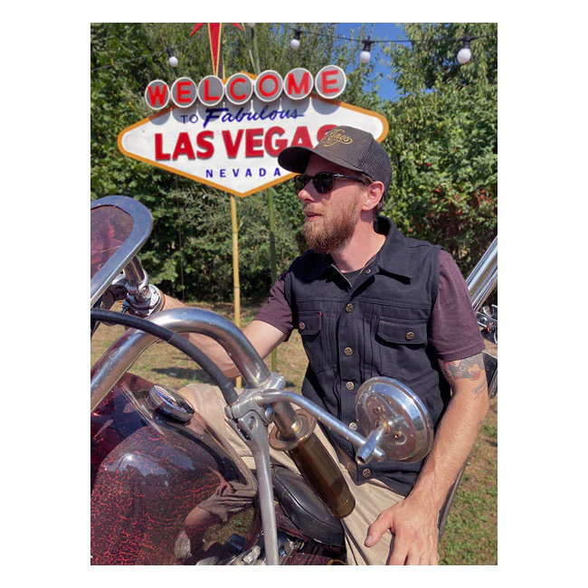 13 1/2 RAIN SPLITTER DENIM VEST BLACK - Image 4