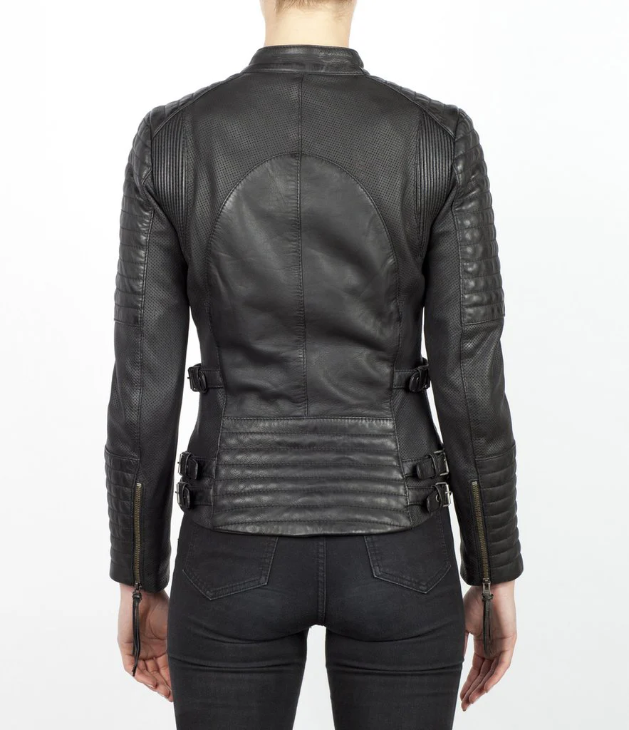 Wild & Free Black Motorcycle Jacket Women - Image 11