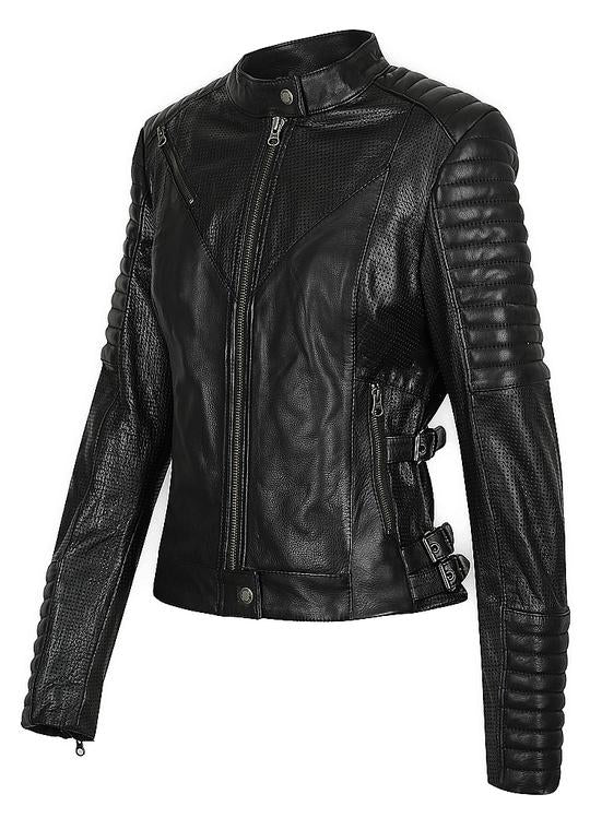 Wild & Free Black Motorcycle Jacket Women - Image 3