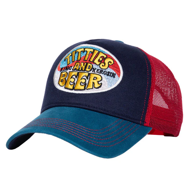TITTIES & BEER TRUCKER CAP | NAVY RED - Image 6