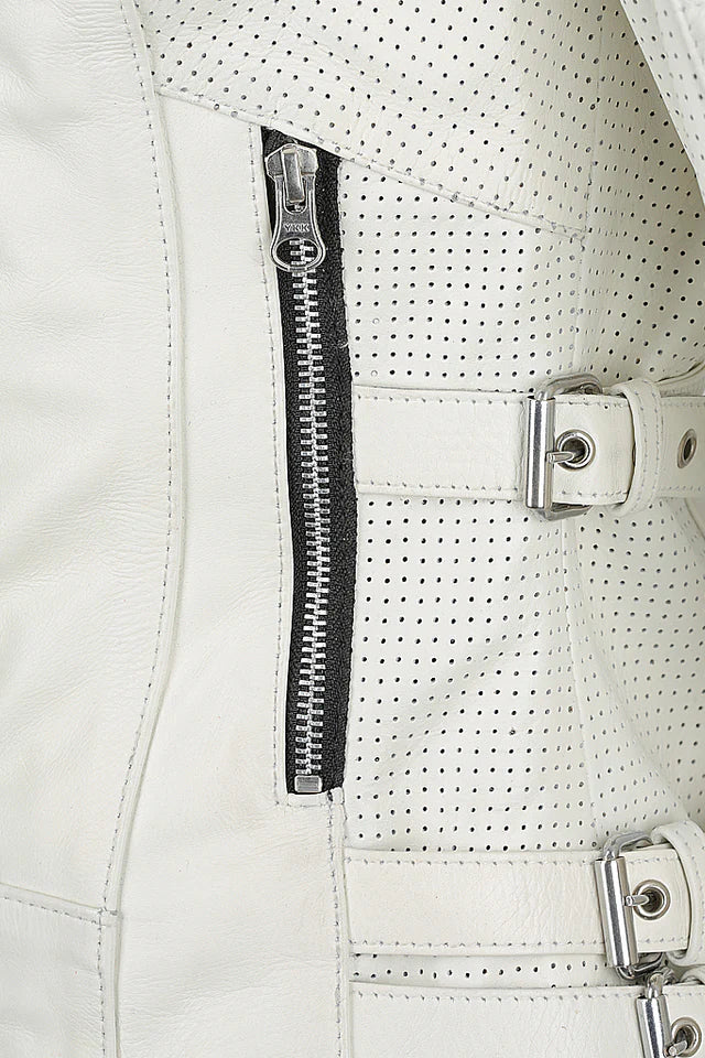 Wild & Free White Motorcycle Jacket Women - Image 5